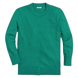 J Crew Clare Cardigan Sweater Green Button Down Cotton Long Sleeve Women  Medium
